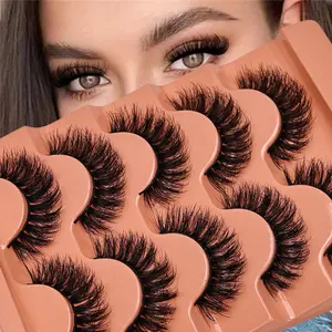 5Pairs 3D fluffy false eyelashes for dramatic fake eyelashes Messy False Eyelashes Fluffy Thick Lashes Volumized False Eyelashes