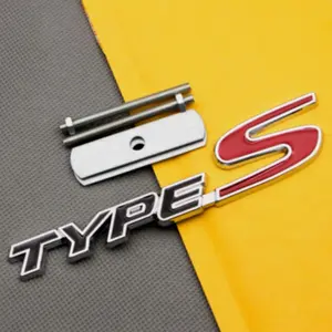 1 pc 3D Metal Black & Red Coated TYPE-S Grille Emblem Chrome Front Grill Sport Badge