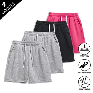 Summer Vibes 4-Pack Men’s Casual Sweat Shorts, Elastic Waist Drawstring Athletic Shorts with Deep Pockets for Gym, Running & Everyday Wear