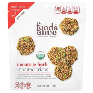 Foods Alive Sprouted Crisps, Tomato & Herb, 4 oz (113 g)