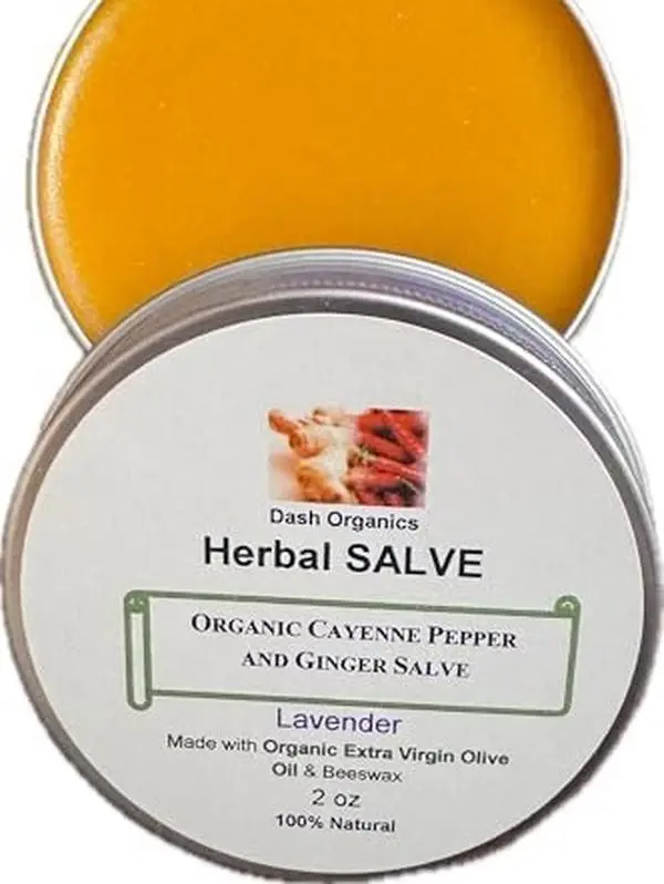 Dash Organics Organic Cayenne Pepper & Ginger Lavender Herbal Salve 2 oz - Natural Pain Relief & Anti-Inflammatory Solution for Arthritis & Muscle Discomfort - all natural