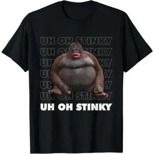 Cotton Graphic T-shirt - Uh Oh Stinky Poop Meme Funny Monkey T-Shirt - For Men & Women Fit Relaxed T-shirt