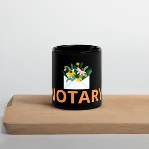 Black Glossy Orange Notary Mug