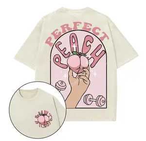 PERFECT PEACH PRINTED GYM T-Shirt, Gym Shirt, Graphic Gym Shirt, Vintage Washed Tee Conton, Gym Shirt Women, For Men, Ful Size