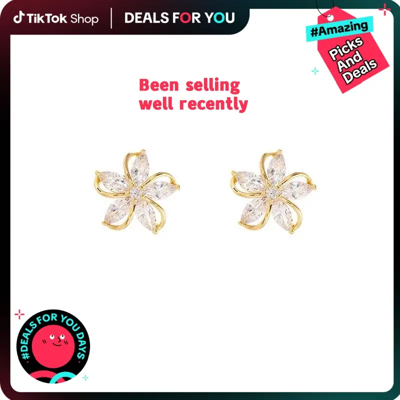 2025 New Release: Elegant Crystal Hollow Flower Stud Earrings with Sparkling Zircon, 18K Gold Plated - Perfect Holiday Party Accessory & Gift for Women & Girls