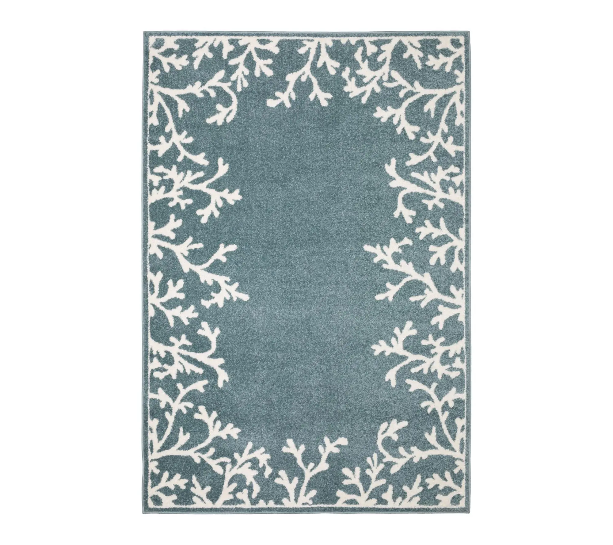 HomeRoots 5' x 7' Blue Ivory Seashell Coral Area Rug