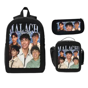 Malachi Barton Celebrity-Themed 3-Piece Backpack Set Black Backpack Lunch Bag Pencil Case for Students Professionals