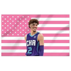 LaMelo Ball Decorative Flag Pink American Cool Banner Funny Tapestry 3x5 FT With Two Grommets For College Dorm Room Guys Porch