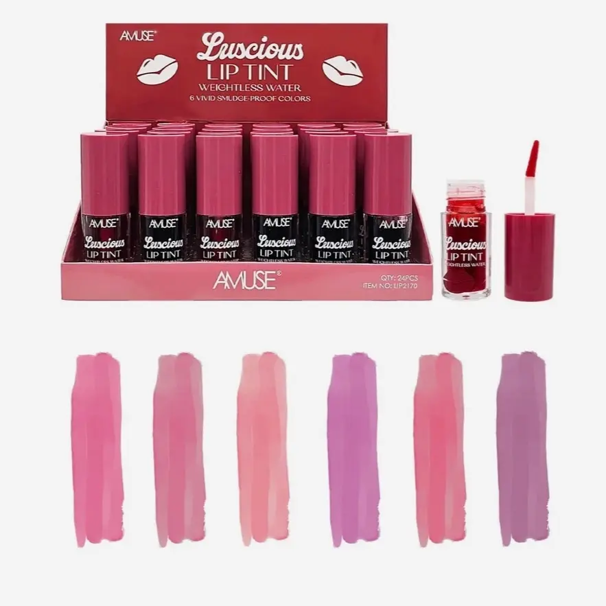6-Pc Matte Lip Tint Set! Amuse Full Color Lip Tint,Water-Proof,Kiss-Proof-Cosmetic-MakeUp