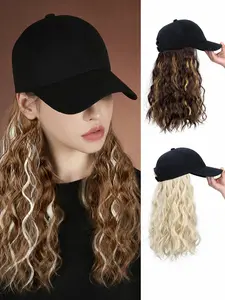 Women's Long Wavy Hair Baseball Cap Wig, Natural Voluminous No-Style Needed, Quick Hairstyle for Daily Commute & Outdoor Activities
