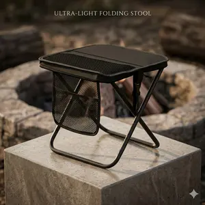 Ultra-Compact Pocket-Sized Folding Stool, Mini Portable Camping Chair for Backpacking, Ultralight Collapsible Fishing Stool, Small Outdoor Seat Fits in Carry Bag for Travel & Hiking