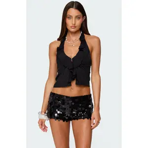 Edikted Women's Ruffle Split Front Chiffon Top