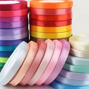 Solid Color Satin Ribbon, 1 Roll 25 Yards Colorful Ribbon, Gift Wrapping Ribbon, DIY Craft Supplies for Wedding Birthday Party Decoration Floral Appliques, for Solid Color Fringe, for Bouquet Wrappers, Grosgrain Ribbon