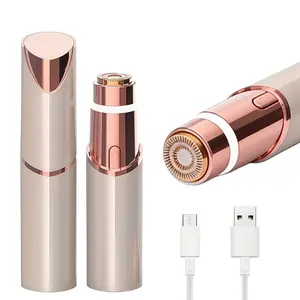 1 PC Facial Hair Remover Painless Electric Shaver Women Face Portable Lip Balm Hair Remover for Lips Chin Beard Finger Bikini Trimmer USB Rechargeable Brush Manual Epilator