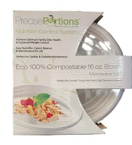 Precise Portions Disposable Bowls 16oz (Set of 25) Portion Control Bowls, Compostable