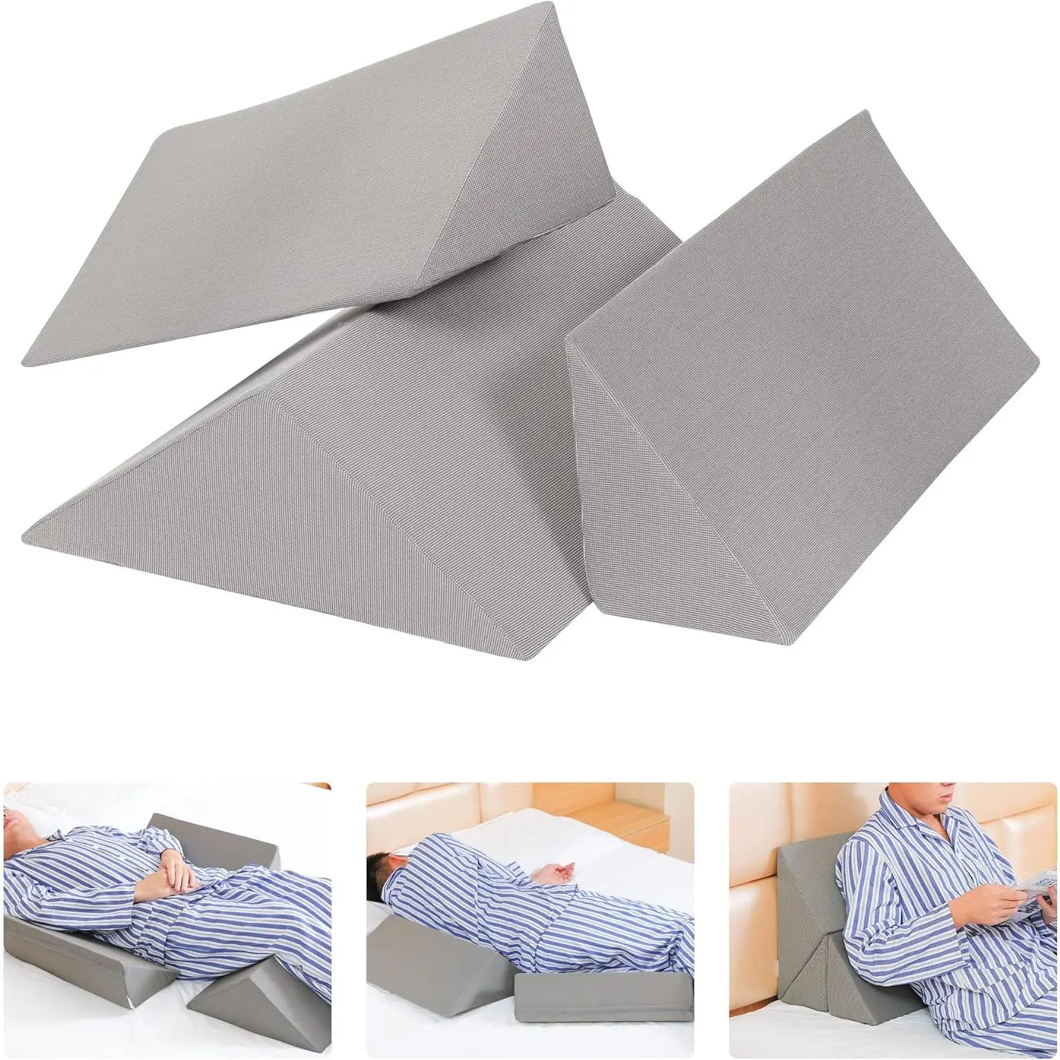 3 in 1 Bed Wedges & Body Positioners, 40 Degree Wedges for Bed Positioning, Positioning Pillows for Elderly, Wedge Pillow for Bed Sores, Side Sleeping, After Surgery, Knees Elevated, Back Pain