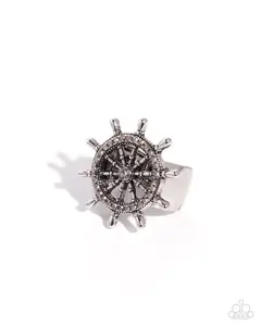 New Age Navigation - Silver Ship's Wheel Ring - Paparazzi