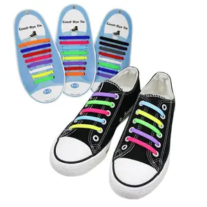16Pcs Easy No Tie Shoelaces Elastic Silicone Flat Lazy Shoe Lace Strings Adult