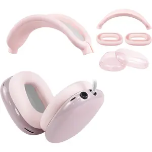 SQ-HPS029 Protective Kit for AirPods Max, Headband Cover + TPU Case Protector + Silicone Ear Pads Cover, Sweatproof Accessory, Easily Washable, Anti-Scratch (Pink)