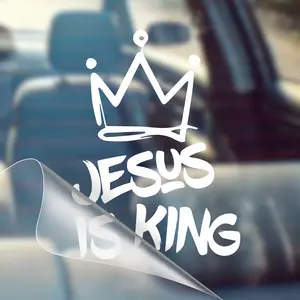 Jesus Is King Crown Christian Car Decal Sticker Waterproof Oracal 651 Vinyl 6x4.5 Inches Outdoor Rated Stylish Car Merch
