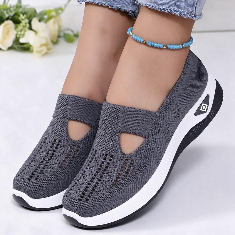 2026 New Women's Casual Sports Shoes, Breathable Slip-On Flyknit Sneakers, Wear-Resistant High-Elastic Sole, Lightweight Walking Shoes for Fall Winter Daily Wear
