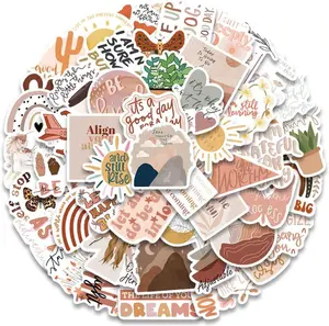 Vintage Inspirational Stickers 50Pcs, Boho Motivational Sticker for Women Kids Teen, Retro Vinyl Waterproof Stickers for Laptop Water Bottle Scrapbook