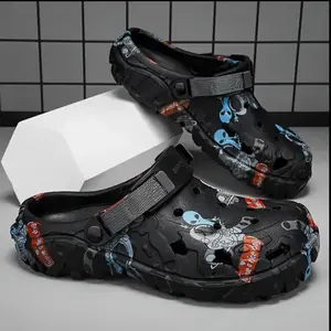 Breathable EVA Clogs - Trendy Skull & Sneaker Design Sandals with Adjustable Strap for Casual Wear, Non-Slip