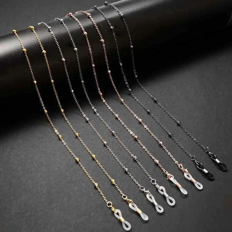 Simple Metal Beaded Glasses Chain for Women Men Summer Handmade Beads Hangs Mask Sunglasses Lanyard Chain Jewelry