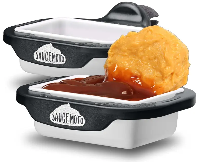 Saucemoto Dip Clip | An in-car sauce holder for ketchup and dipping sauces. As seen on Shark Tank (2 Pack, Black)