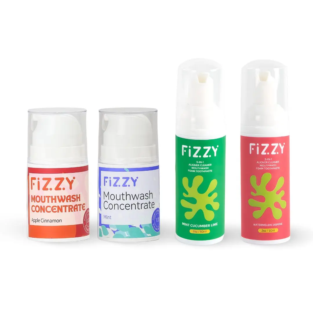 Fizzy Fresh & Clean Bundle – 2 Retainer Cleaners + 2 Mouthwash Concentrates for Fresh Breath & Sparkling Retainers
