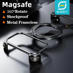 WWH Eary Metal Magnetic Phone Case for iPhone 17 Pro Max/17 Pro/17 Air Magsafe 360°Rotate Stand Frameless Shockproof Protector Cover
