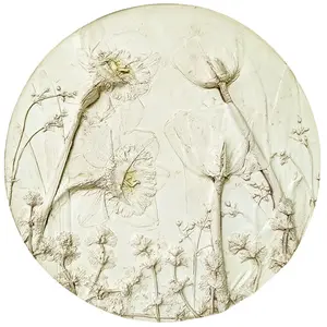Plaster Botanical Bas Relief Artwork Daffodils and Tulips Wall Hanging