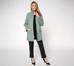 Susan Graver Herringbone Duffle Coat with Quilted Lining