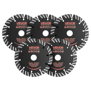 VEVOR Diamond Blades 5.24 inch, 5-Pack Wall Chaser Saw Blade Cutting Blade, 0.79 in Arbor, High-Hardness Diamond Segments, 65Mn Steel Core, Dry Wet Cutting, Clean Edges for Concrete Brick Stone Cement