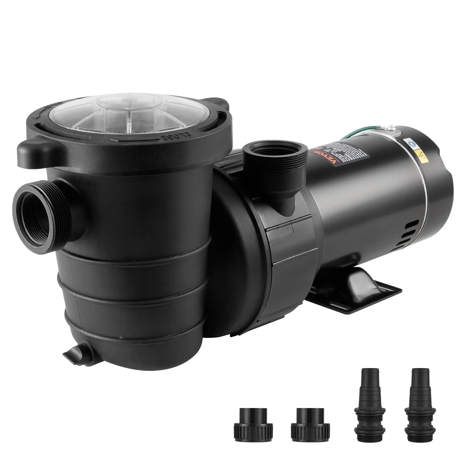 【BackToSchool】VEVOR Above Ground Pool Pump, 1HP, 80 GPM Max. Flow Single Speed Swimming Pool Pump, 120V 3450 RPM 36 ft Max. Head Lift Pool Pump with Filter Basket, for Above Ground Pools Hot Tubs Spas, Tested to UL Standards