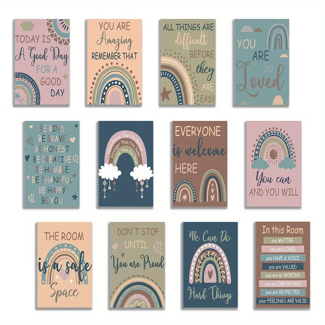 12pcs Morandi Style Boho Rainbow Mini Notebooks Aesthetic Notebook Fun Notebooks Small Pocket Notebooks Office Stationery Gifts For School Teachers Bulk Prizes Travel Supplies 3.2x5inch