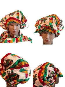 African Ankara Decorative Bonnets - Vibrant Satin Lined Scrub Hat with Ponytail Cap, Unique Patterns & Cultural Expression for Women