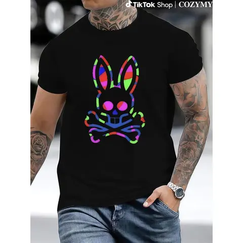 Men's Soft Cotton T-Shirt - Short Sleeve, Crewneck, Relaxed Fit, Cartoon Graphic, Love-Themed, Casual Golf Apparel, Premium Unisex Menswear Streetwear Gift Top 052