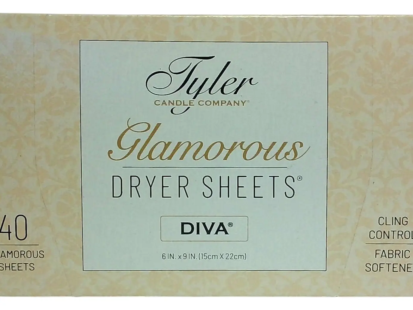 Tyler Candle Company Scented Dryer Sheets - Diva Fragrance, Glamorous, Anti-Static, Soft - 40 Sheets per Box