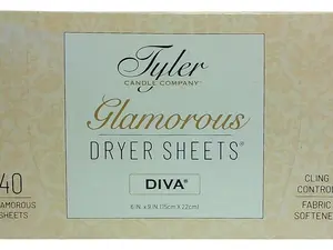 Tyler Candle Company Scented Dryer Sheets - Diva Fragrance, Glamorous, Anti-Static, Soft - 40 Sheets per Box