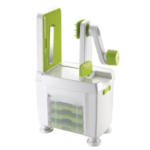 Götze SpiralPro – Foldable 4-in-1 Spiralizer with Slicer, Shredders & Skewer Pin | Compact, Ambidextrous, Multi-Blade Veggie & Fruit Spiral Cutter