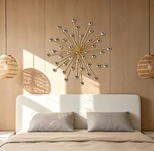 Crystal Starburst Metal Wall Art Decor, 15.75 Inch Modern Sparkle Wall Sculpture, Gold/Silver Geometric Wall Hanging for Living Room Bedroom, Glam Home Decor Accentgraduation gifts bedroom decor