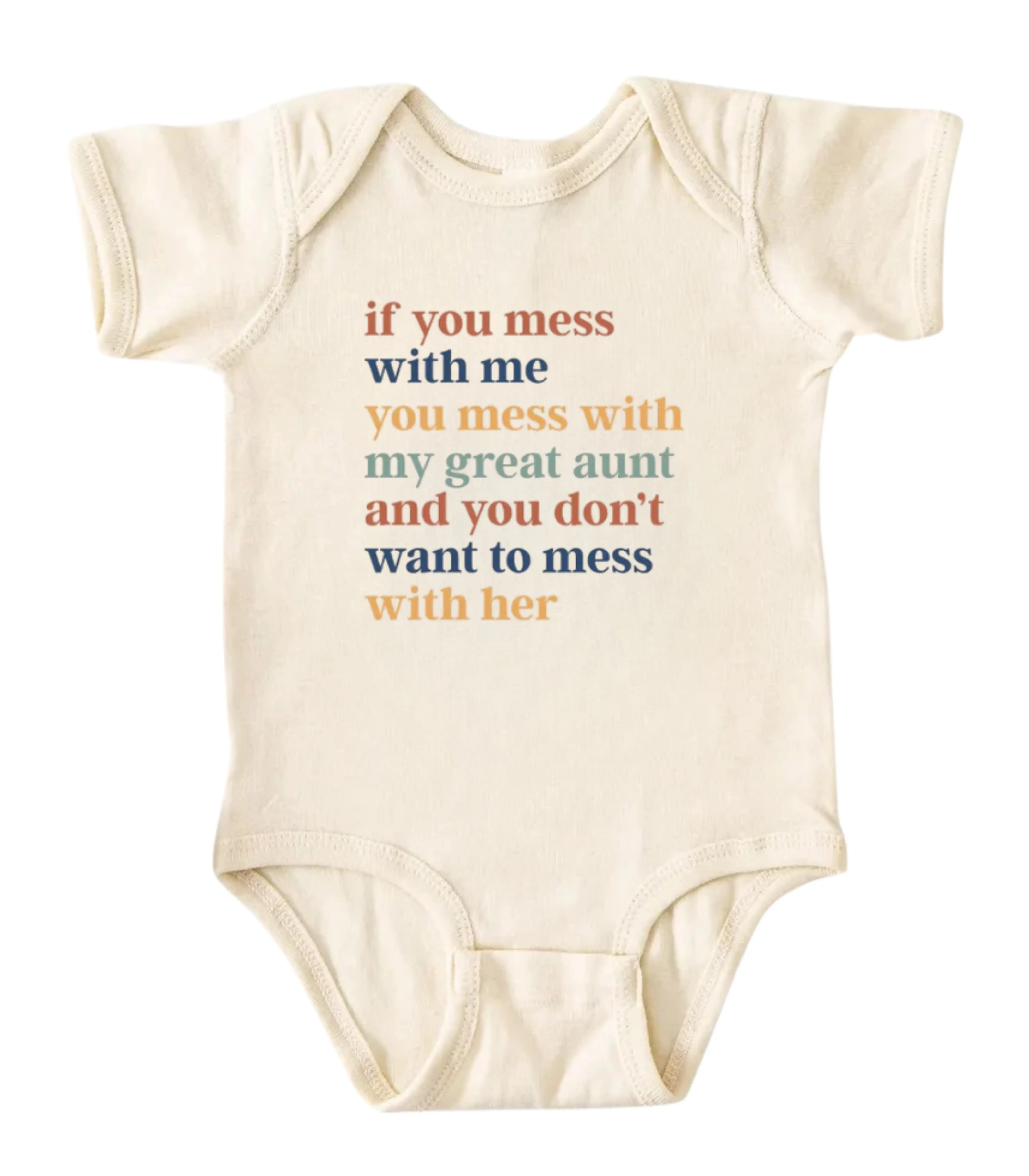 [BUBVORIE] If You Mess With Me You Mess With My Great Aunt Onesie, Funny Baby Bodysuit, Sarcastic Novelty Baby Outfit, Baby Shower Gift, Pregnancy Announcement Onesie