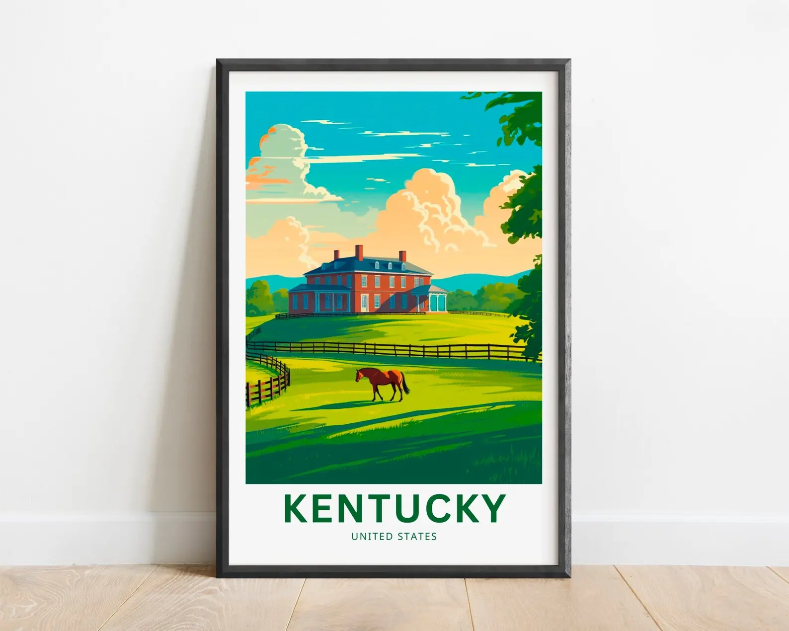 Kentucky Travel Print Kentucky Poster United States Wall Art Framed Present Gift United States Present