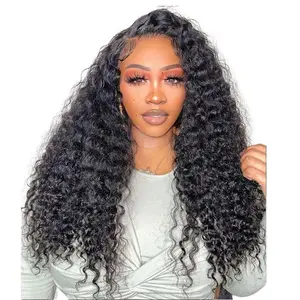 MORE FACE Deep Wave Lace Front Wig 13x4 Transparent Lace Frontal Human Hair Wigs For Woman 30 inch
