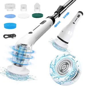 Cordless Electric Spin Scrubber IPX7 Waterproof Multi-Purpose Cleaning Brushes with Extendable Handle Adjustable Speed Long Battery Life for Home