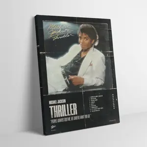 Michael singer Jackson Thriller Retro Album Cover Black Flash Style Artistic Wall Art Canvas Painting Adult Fans Mid-century Modern Aesthetic Home Decor Vintage Pop Music Mural For Living Room Bedroom Decoration