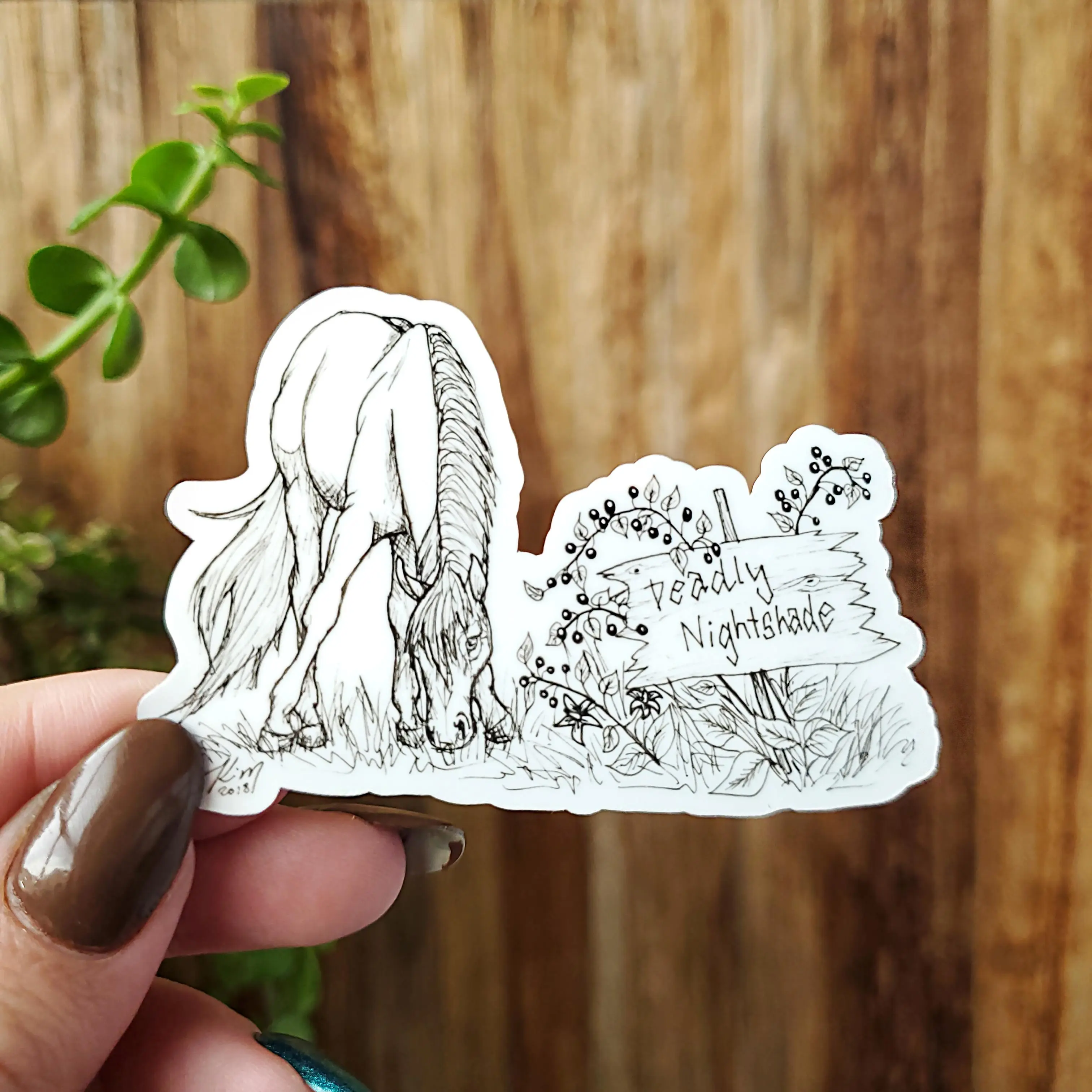 Deadly Nightshade Horse Vinyl Sticker