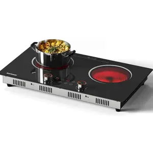 Karinear Portable Electric cooktop,  2000W Knob Control & Sensor Touch Electric Hot Plate, Safety Lock, 9 heating levels, Compatible with Any Cooker, Household Appliances Induction Stove