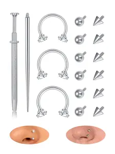 Silver Septum Rings, Septum Jewelry, Horseshoe Rings With Replacement Balls, Stainless Steel CZ 18G Horseshoe Nose Rings Hoops, Internally Threaded Septum Rings, Cartilage Helix Earrings, Lip Septum Piercing Jewelry, Body Jewelry Accessory